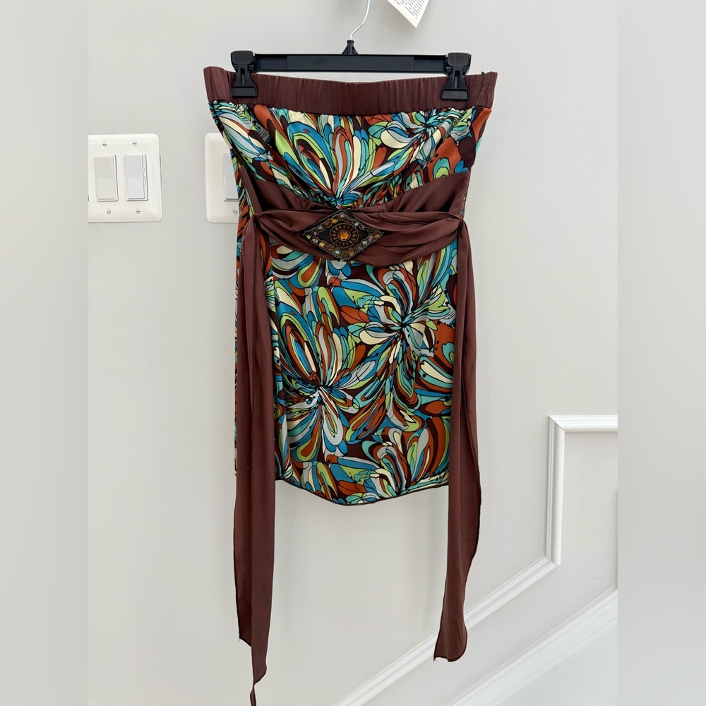 Anna Paul Abstract Floral Strapless Top ✨